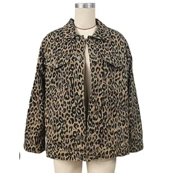Anna Cai New York Cropped Leopard Print Blazer Jacket Size Small - Picture 1 of 7